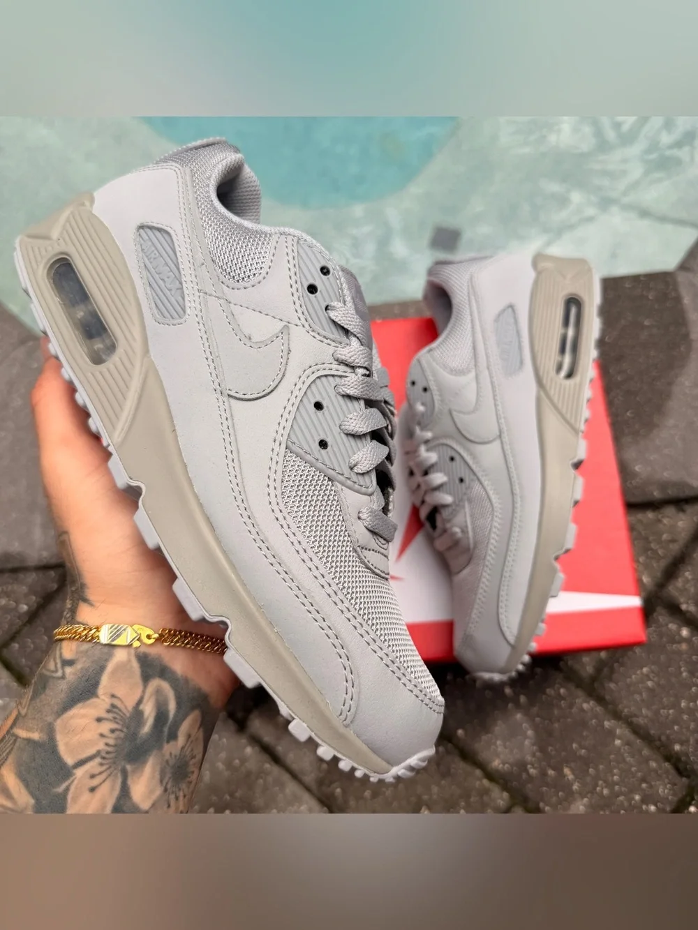 NIKE AIR MAX 90 SIZE 7.5 RECRAFT WOLF GREY TRIPLE GREY CN8490-001 MEN US NEW